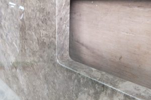 モナコグレー　水磨き仕上げで洗面台が完成！